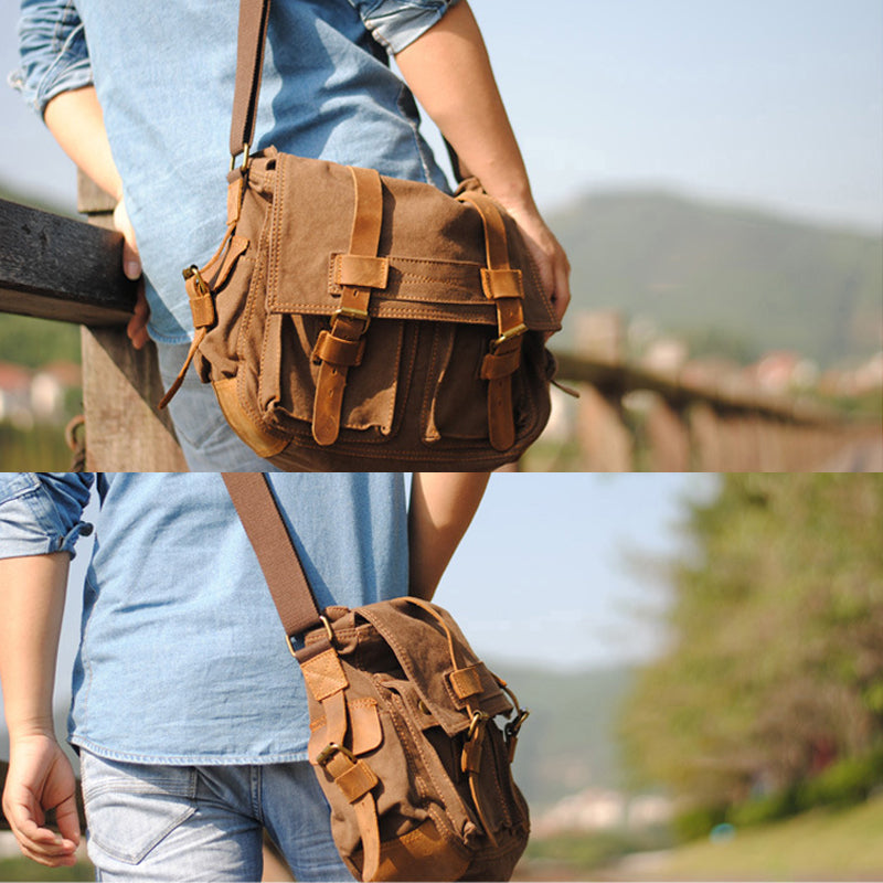 DSLR Camera Bag Canvas With Leather Messenger Bag Camera Shoulder Bag Satchel Bag MC2138