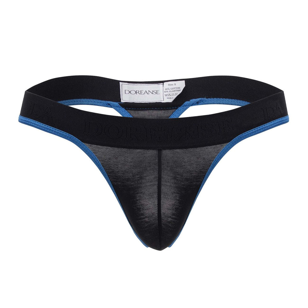 Doreanse Men's Underwear 1012-BLK Borderline Thongs Color Black