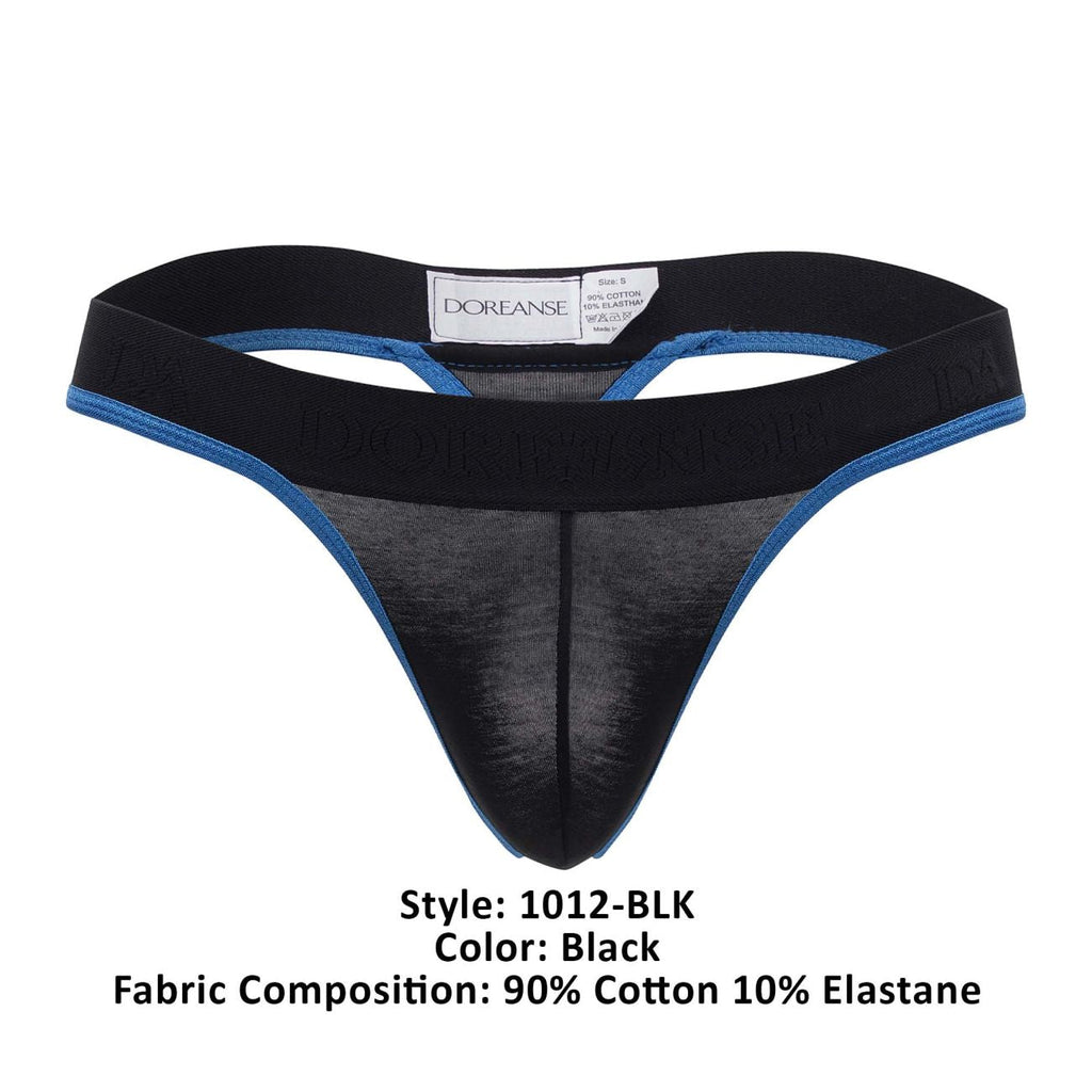 Doreanse Men's Underwear 1012-BLK Borderline Thongs Color Black