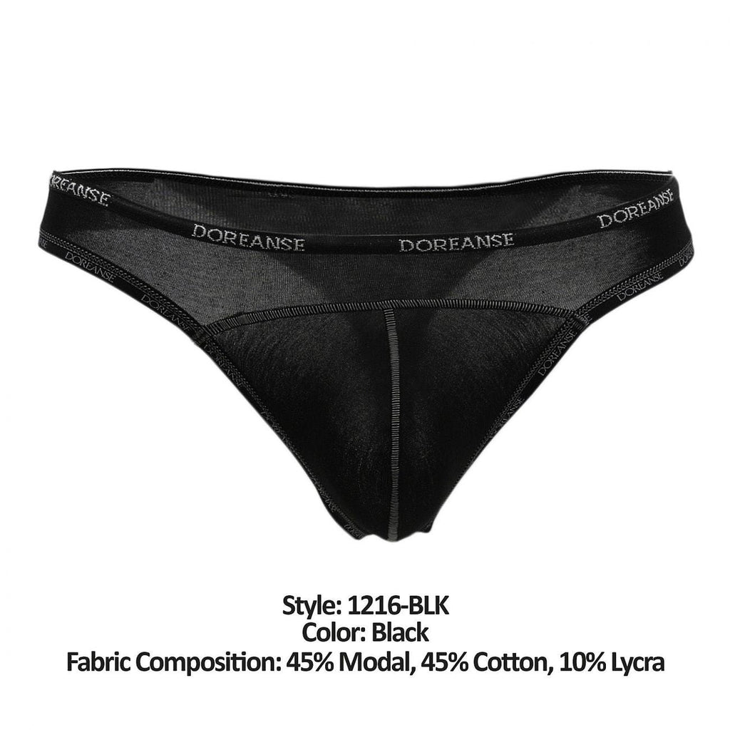 Doreanse Men's Underwear 1216-BLK Naked Thong Color Black