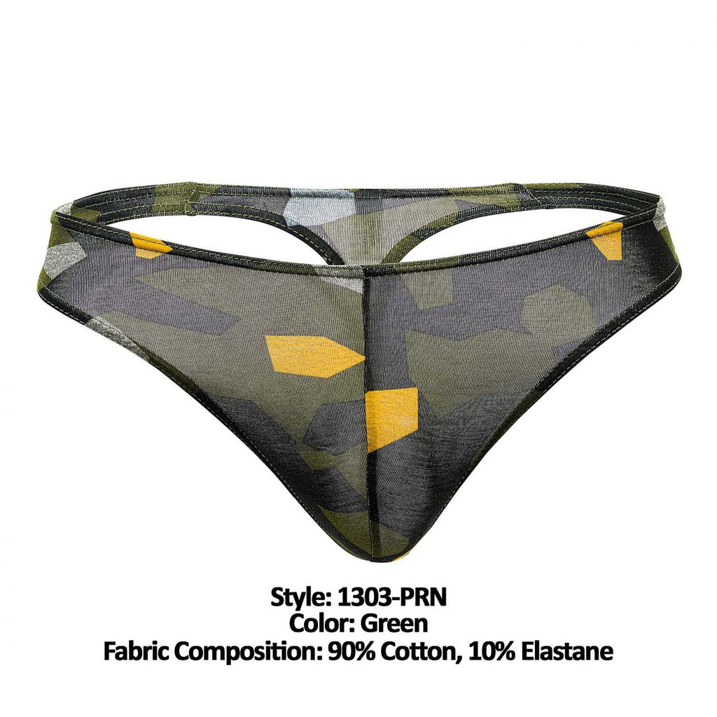 Doreanse Men's Underwear 1303-PRN Camosaic Thong Color Green
