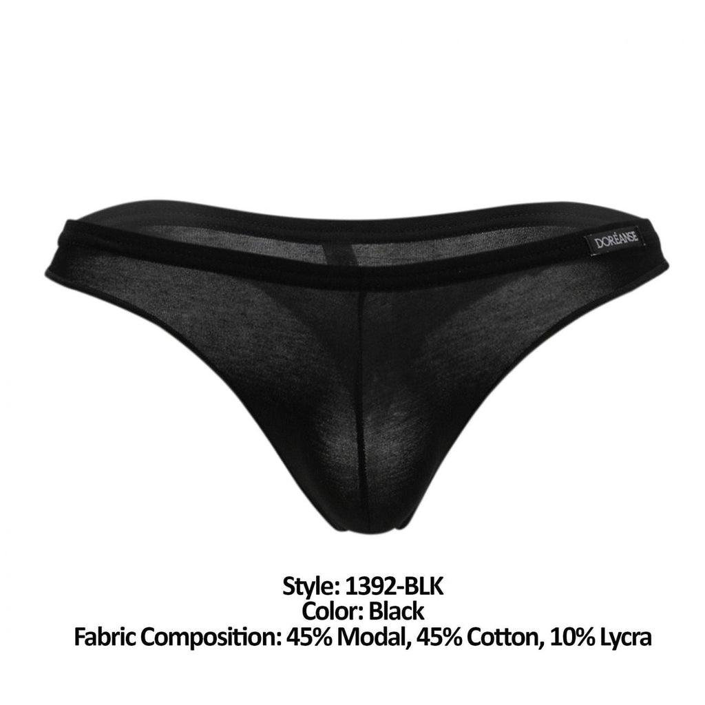 Doreanse Men's Underwear 1392-BLK Euro Thong Color Black