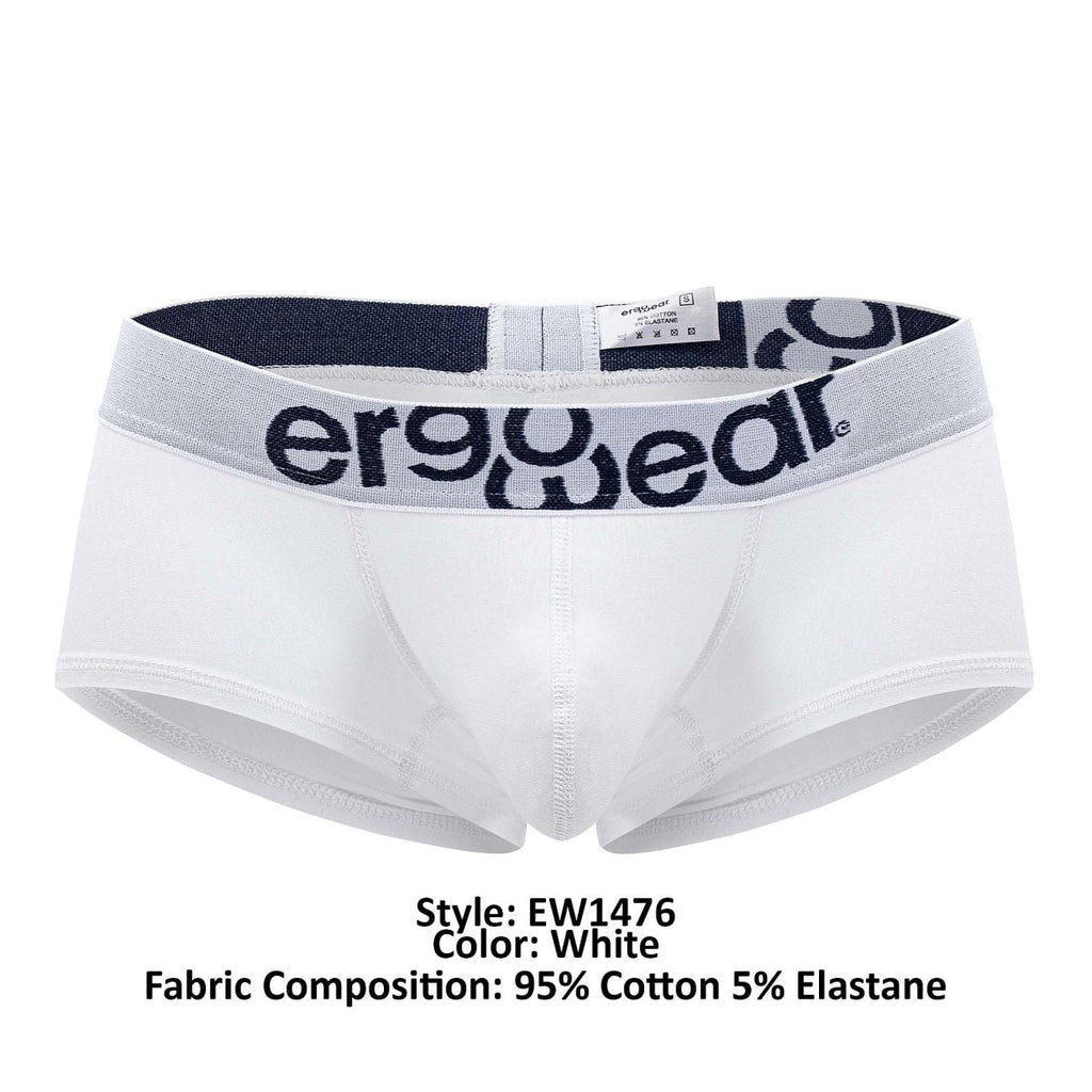 ErgoWear Men's Underwear EW1476 MAX COTTON Trunks Color White