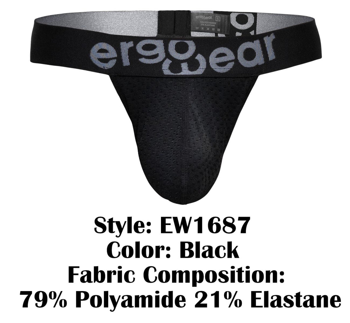 ErgoWear Men's Underwear EW1687 MAX FLOW G-String Color Black