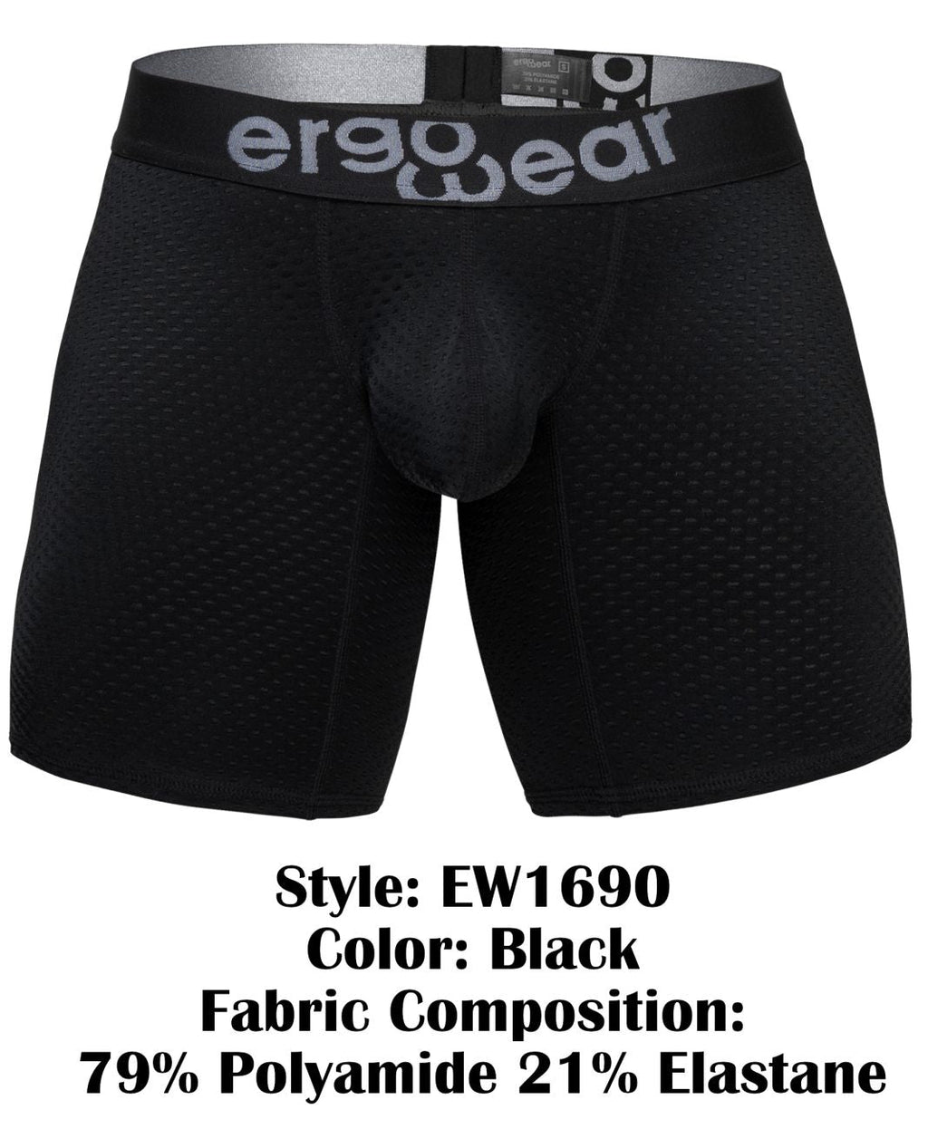 ErgoWear Men's Underwear EW1690 MAX FLOW Boxer Briefs Color Black
