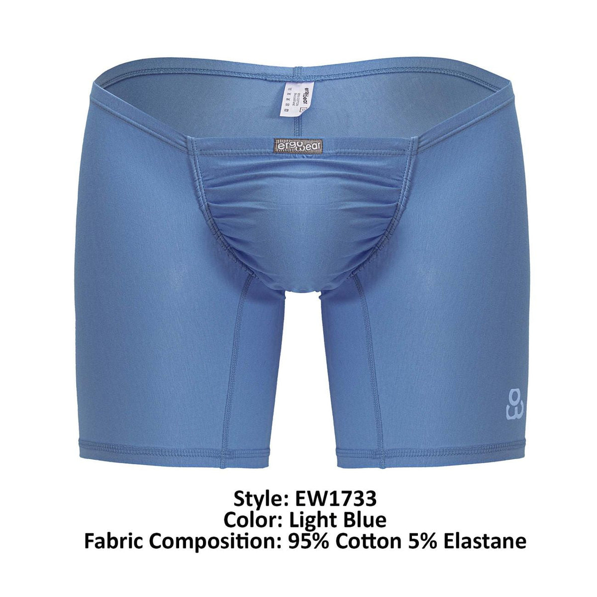 ErgoWear Men's Underwear EW1733 FEEL GR8 Cotton Boxer Briefs Color Light Blue