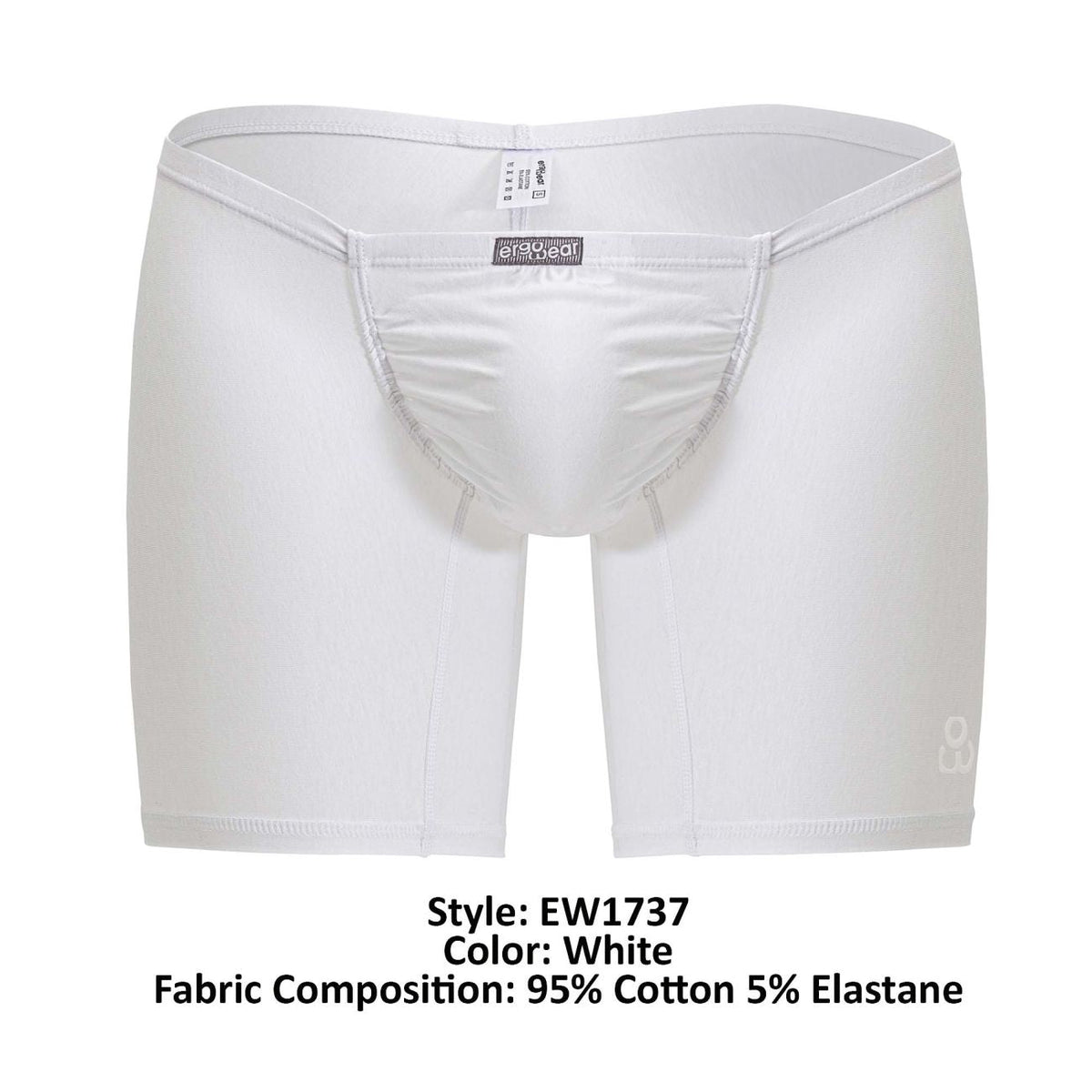 ErgoWear Men's Underwear EW1737 FEEL GR8 Cotton Boxer Briefs Color White