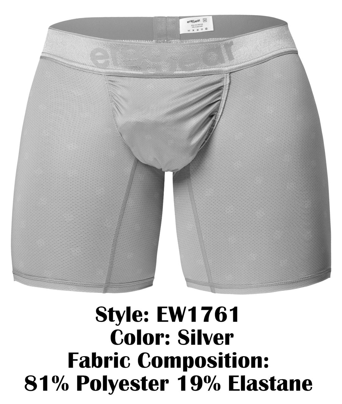 ErgoWear Men's Underwear EW1761 FEEL SE Boxer Briefs Color Silver