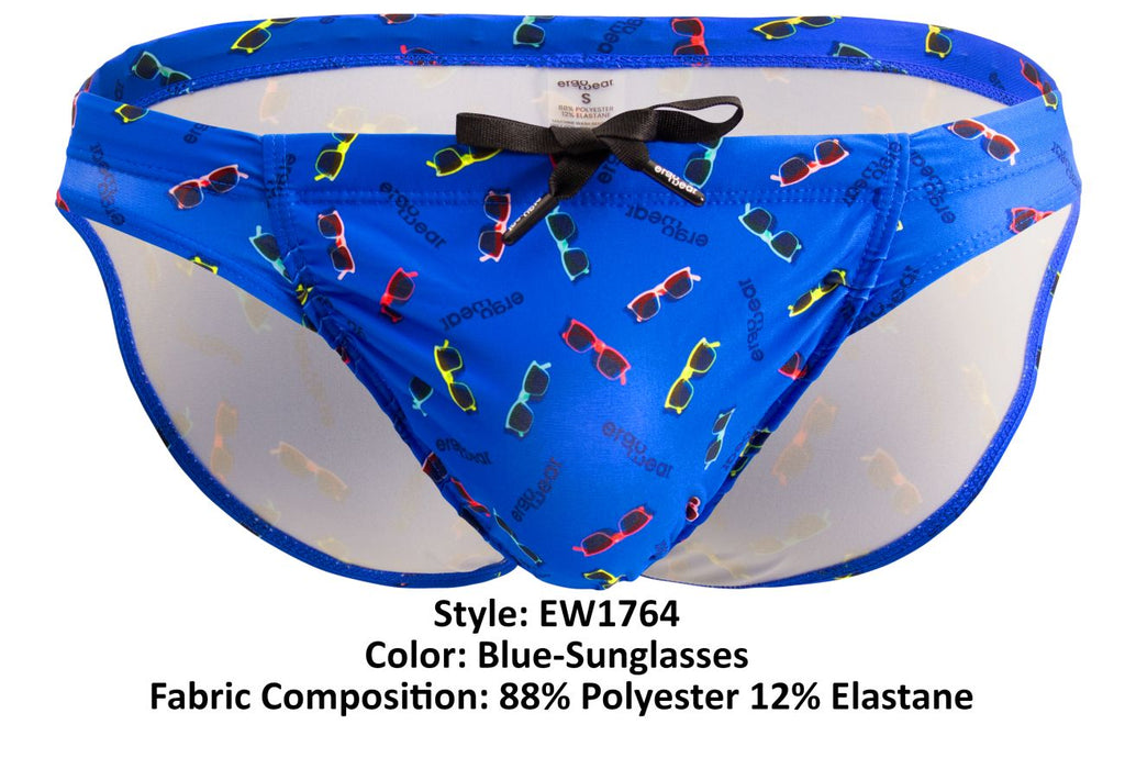 ErgoWear Men's active and swimwear EW1764 FEEL SW Swim Briefs Color Blue-Sunglasses