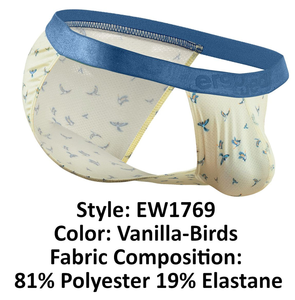 ErgoWear Men's Underwear EW1769 SLK SE Bikini Color Vanilla-Birds
