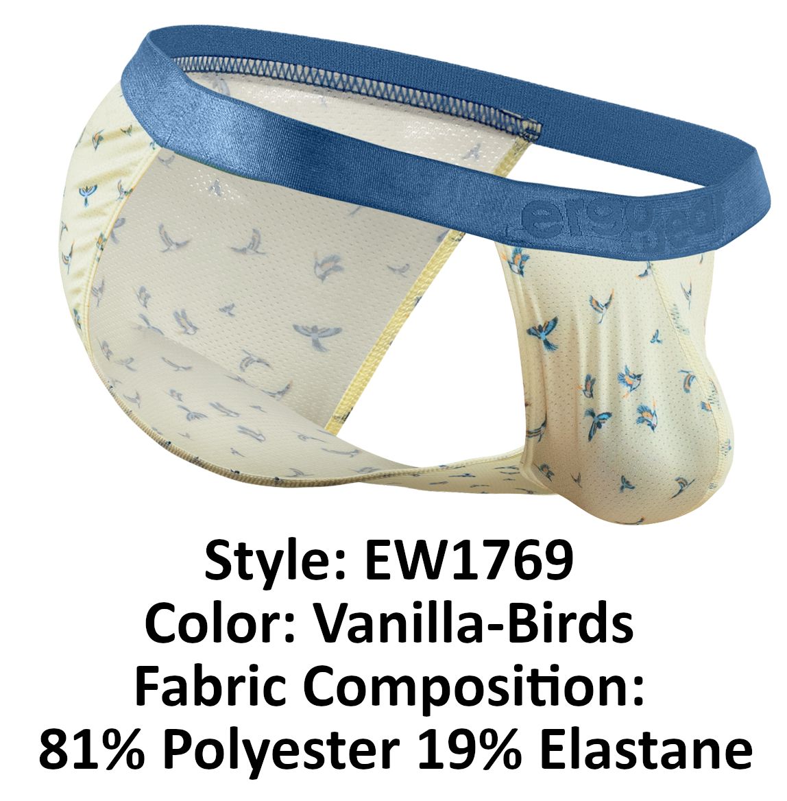 ErgoWear Men's Underwear EW1769 SLK SE Bikini Color Vanilla-Birds