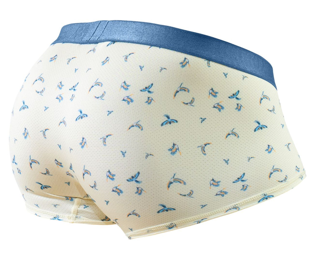 ErgoWear Men's Underwear EW1770 SLK SE Trunks Color Vanilla-Birds