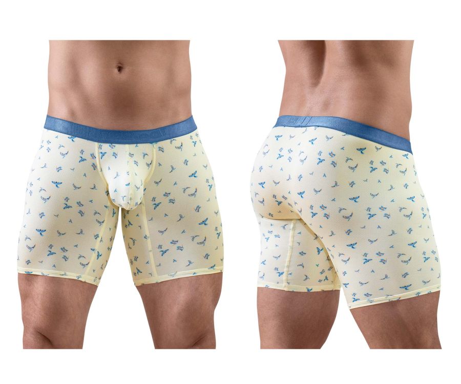 ErgoWear Men's Underwear EW1771 SLK SE Boxer Briefs Color Vanilla-Birds