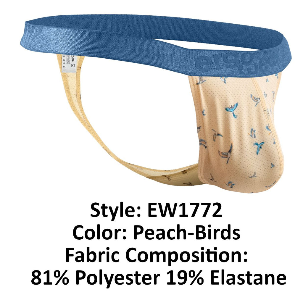 ErgoWear Men's Underwear EW1772 SLK SE G-String Color Peach-Birds