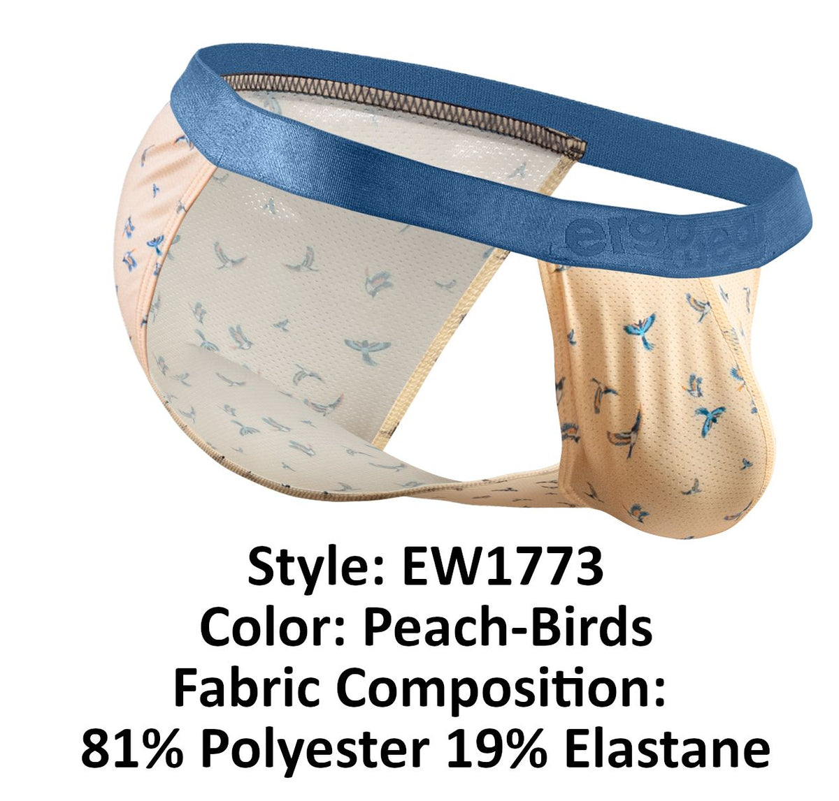 ErgoWear Men's Underwear EW1773 SLK SE Bikini Color Peach-Birds