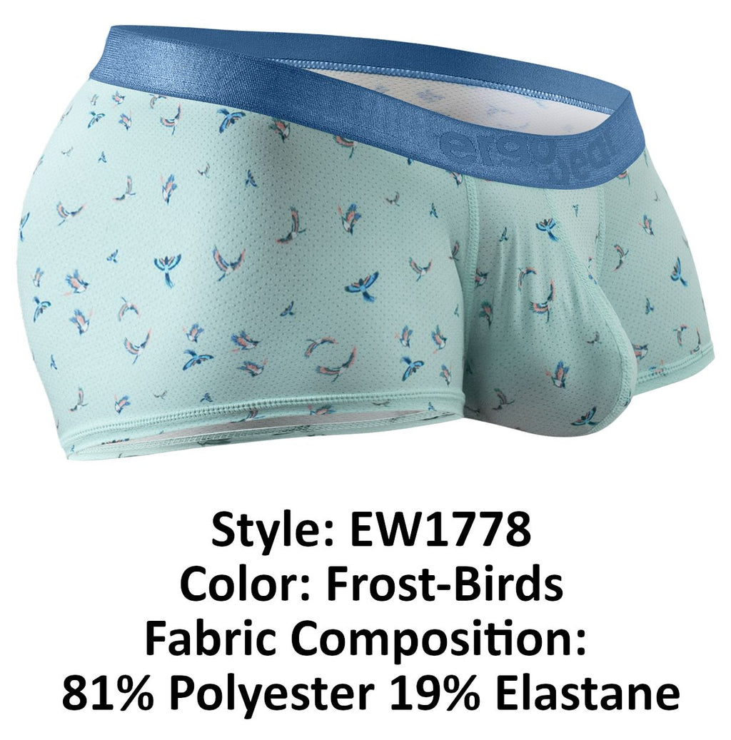 ErgoWear Men's Underwear EW1778 SLK SE Trunks Color Frost-Birds