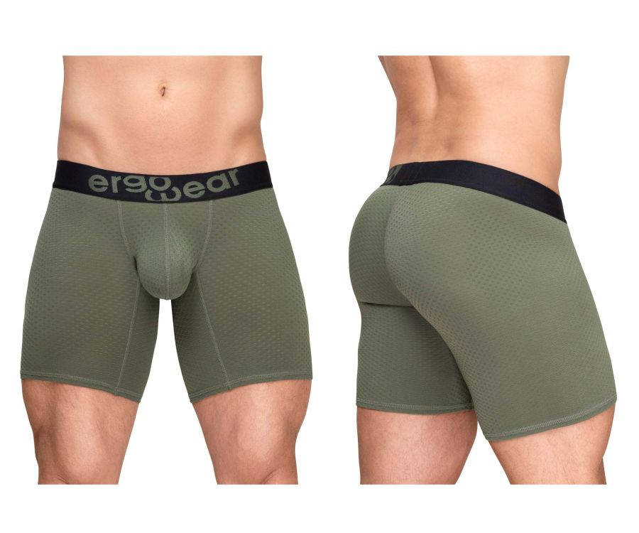 ErgoWear Men's Underwear EW1788 MAX FLOW Boxer Briefs Color Dark Green