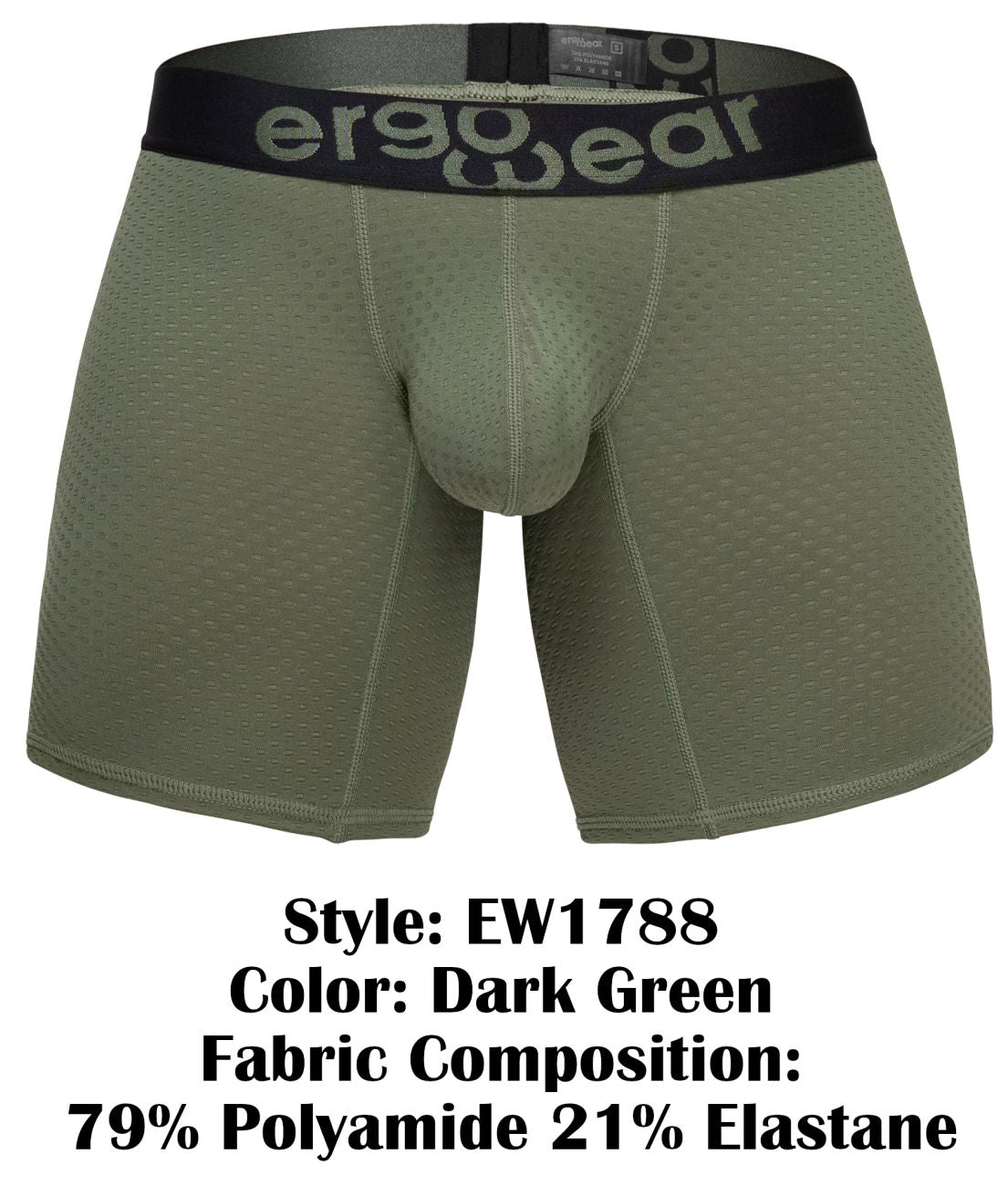 ErgoWear Men's Underwear EW1788 MAX FLOW Boxer Briefs Color Dark Green