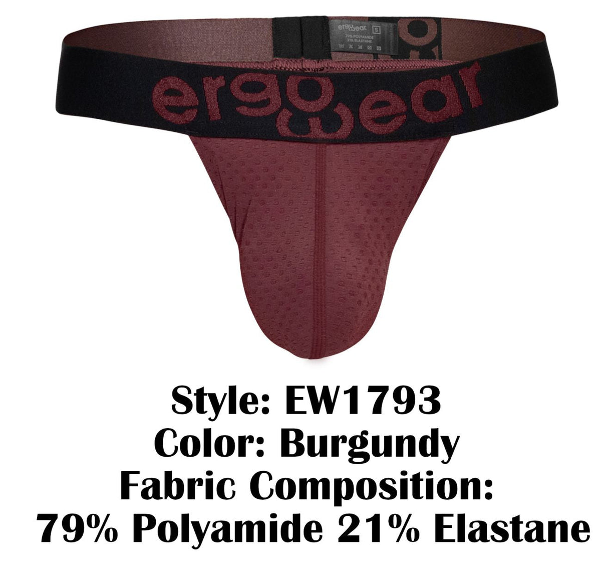 ErgoWear Men's Underwear EW1793 MAX FLOW G-String Color Burgundy