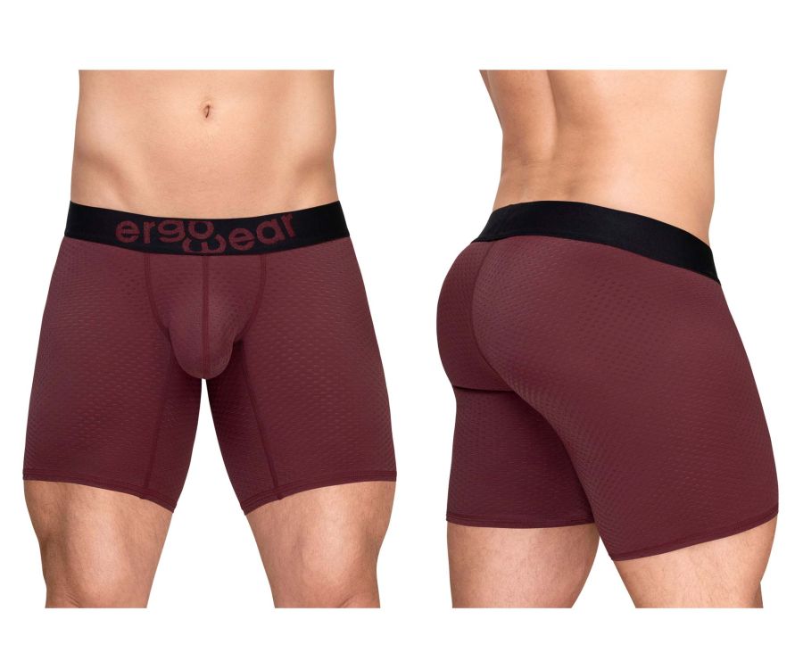 ErgoWear Men's Underwear EW1796 MAX FLOW Boxer Briefs Color Burgundy