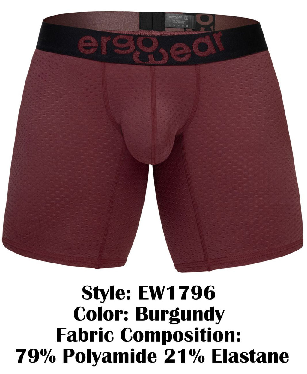 ErgoWear Men's Underwear EW1796 MAX FLOW Boxer Briefs Color Burgundy