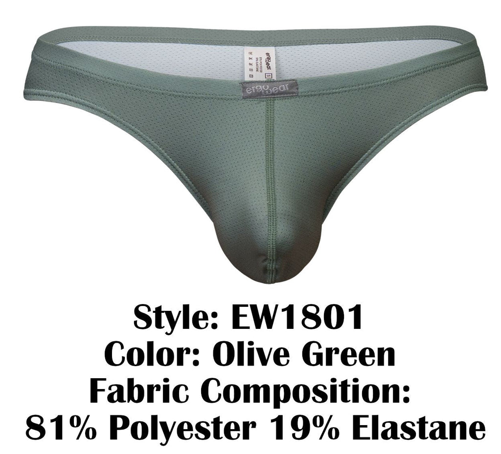 ErgoWear Men's Underwear EW1801 X4D SE Thongs Color Olive Green