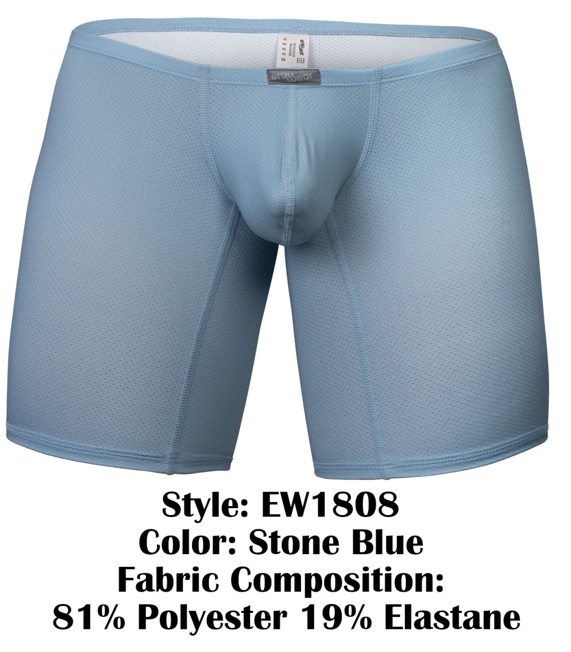 ErgoWear Men's Underwear EW1808 X4D SE Boxer Briefs Color Stone Blue