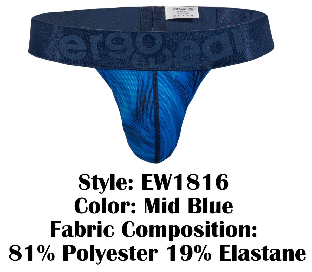 ErgoWear Men's Underwear EW1816 MAX BOLD SE G-String Color Mid Blue
