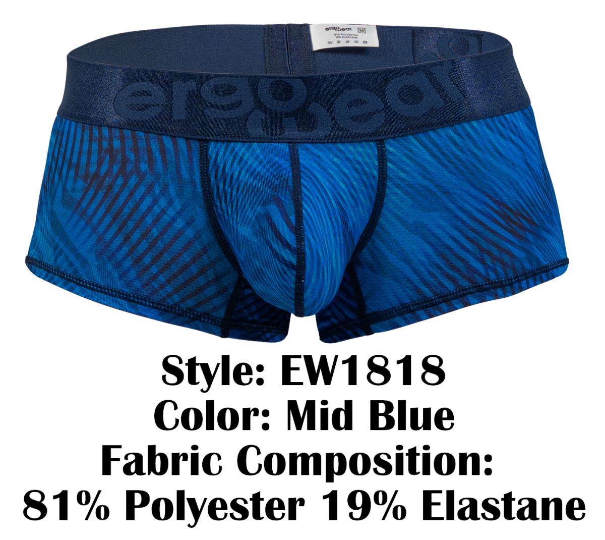 ErgoWear Men's Underwear EW1818 MAX BOLD SE Trunks Color Mid Blue