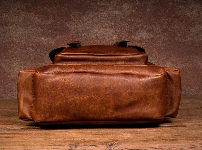 Full Grain Leather Backpack For Mens Handmade Leather Laptop Backpack Leather Travel Rucksack MS158