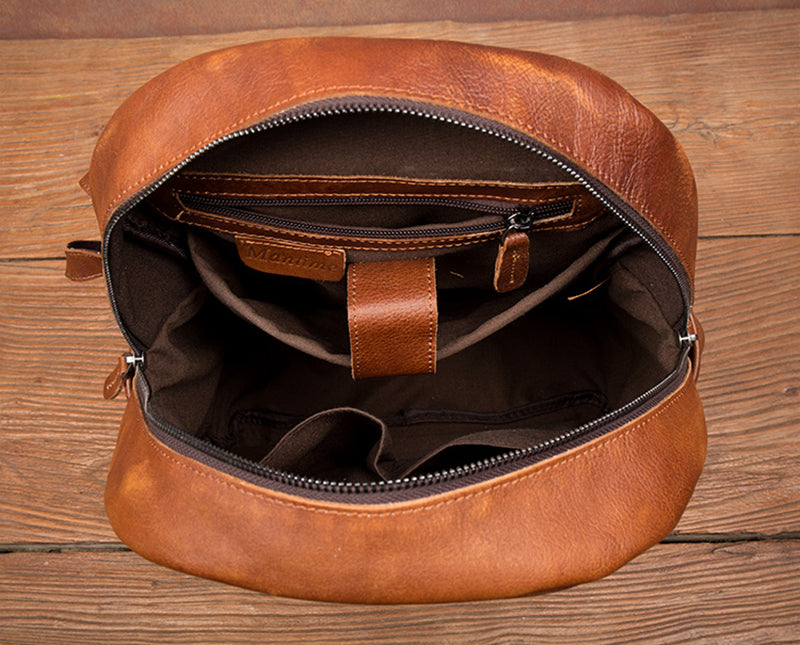 Full Grain Leather Backpack For Mens Handmade Leather Laptop Backpack Leather Travel Rucksack MS158