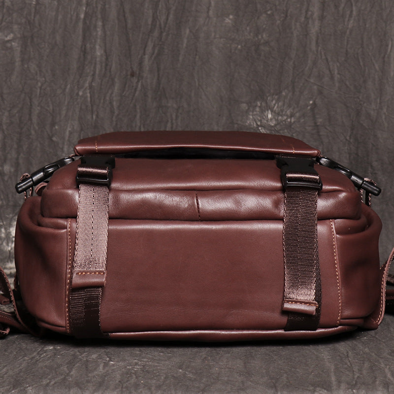 Full Grain Leather Backpack For Mens Leather Travel Backpack Casual Laptop Backpack LJ1034