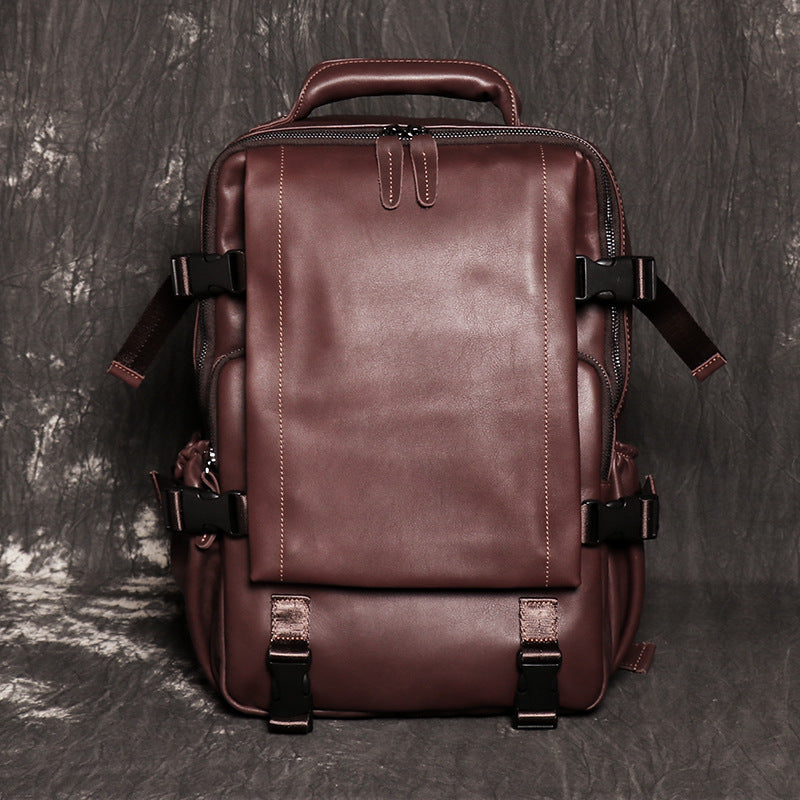 Full Grain Leather Backpack For Mens Leather Travel Backpack Casual Laptop Backpack LJ1034
