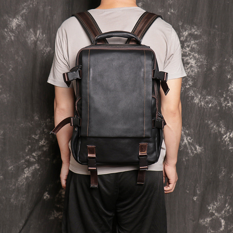Full Grain Leather Backpack For Mens Leather Travel Backpack Casual Laptop Backpack LJ1034
