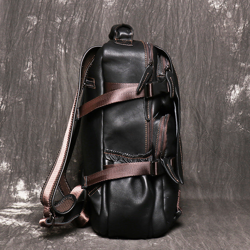 Full Grain Leather Backpack For Mens Leather Travel Backpack Casual Laptop Backpack LJ1034