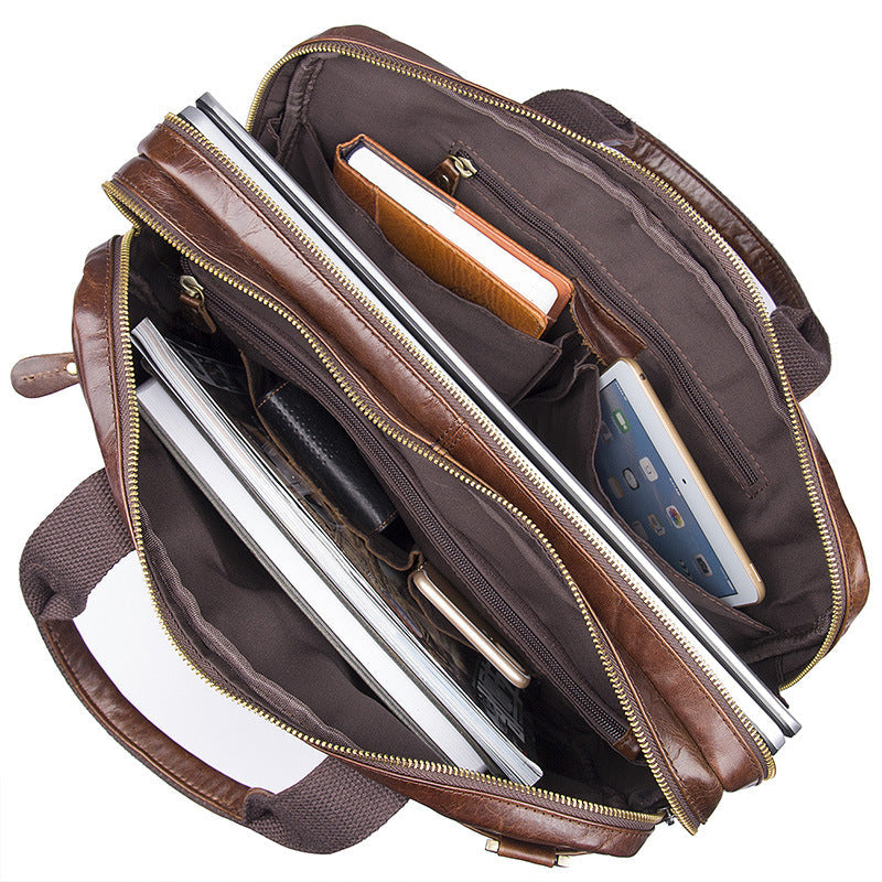Full Grain Leather Briefcase For Men, Leather Messenger Bag, Mens Leather Shoulder Bag