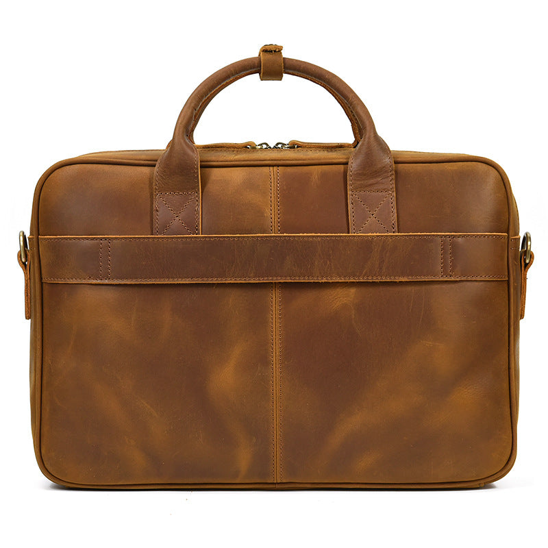 Full Grain Leather Briefcase, Mens Retro Leather Handmade Laptop Bag, Messenger Bag