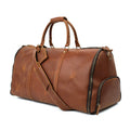 Men's Convertible Full Grain Leather Garment Bag, Carry-On Weekender with Shoe Compartment