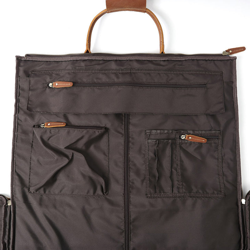 Men's Convertible Full Grain Leather Garment Bag, Carry-On Weekender with Shoe Compartment