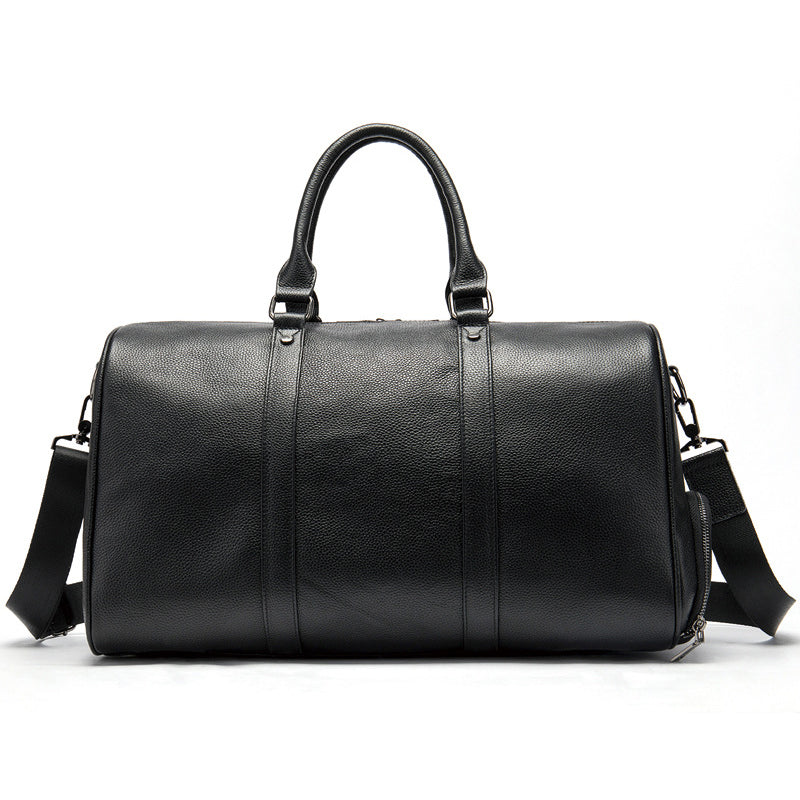 Full Grain Leather Duffle Bag With Shoes Compartment Casual Leather Travel Bag Mens Leather Weekender Bag