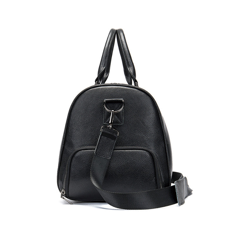 Full Grain Leather Duffle Bag With Shoes Compartment Casual Leather Travel Bag Mens Leather Weekender Bag
