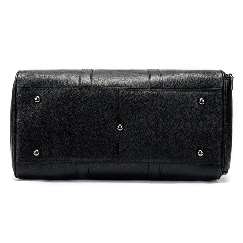 Full Grain Leather Duffle Bag With Shoes Compartment Casual Leather Travel Bag Mens Leather Weekender Bag