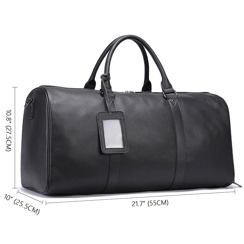 Full Grain Leather Duffle Bag With Shoes Compartment Casual Leather Travel Bag Mens Leather Weekender Bag