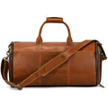 Men's Full Grain Leather Garment Bag, Convertible Weekender Duffel Bag