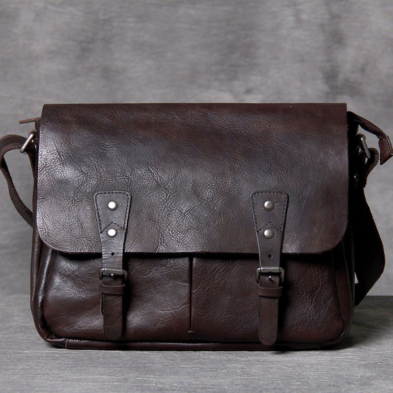 Full Grain Leather Messenger Bag Mens Leather Shoulder Bag Vintage Handmade Crossbody Bag Satchel