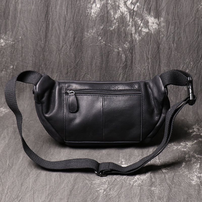 Full Grain Leather Sling Bag Leather Waist Bag Mens Handmade Leather Crossbody Bag Chest Pack