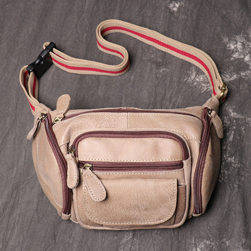 Full Grain Leather Sling Bag Leather Waist Bag Mens Handmade Leather Crossbody Bag Chest Pack