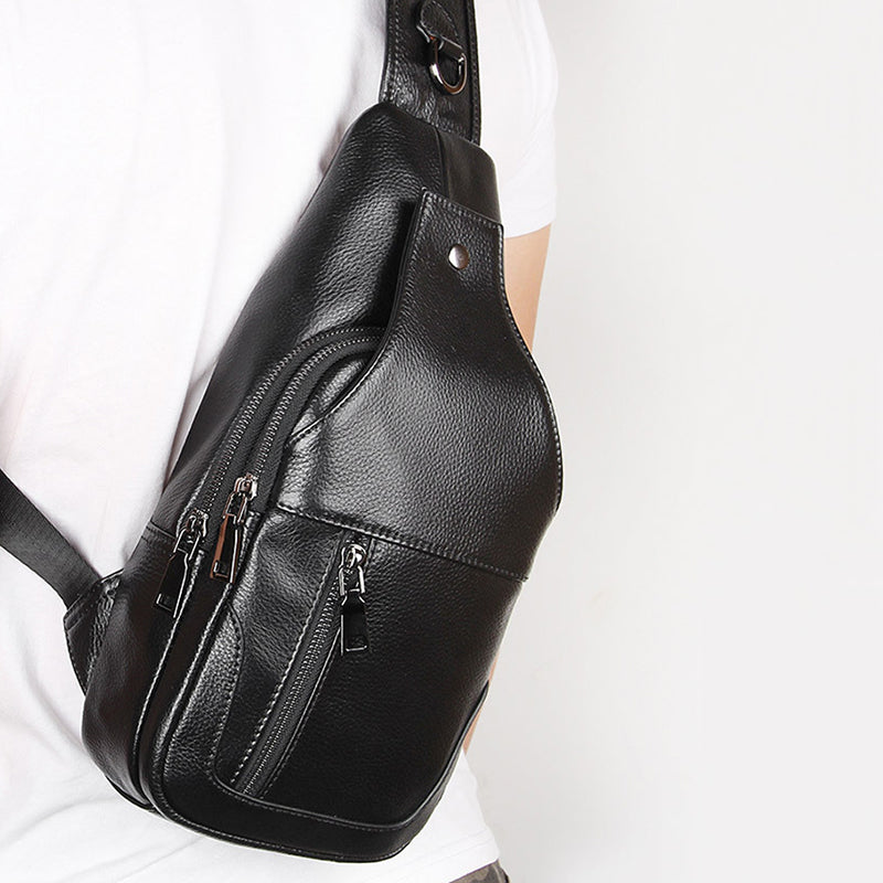 Full Grain Leather Sling Bag Mens Leather Chest Pack Stylish Leather Chest Bag JMD4004