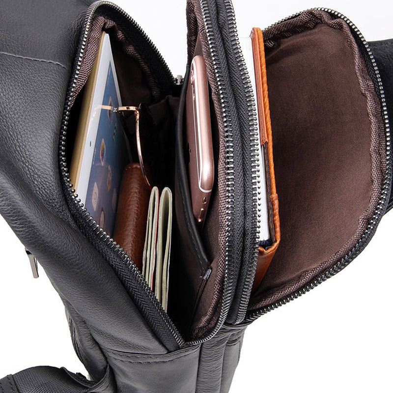 Full Grain Leather Sling Bag Mens Leather Chest Pack Stylish Leather Chest Bag JMD4004