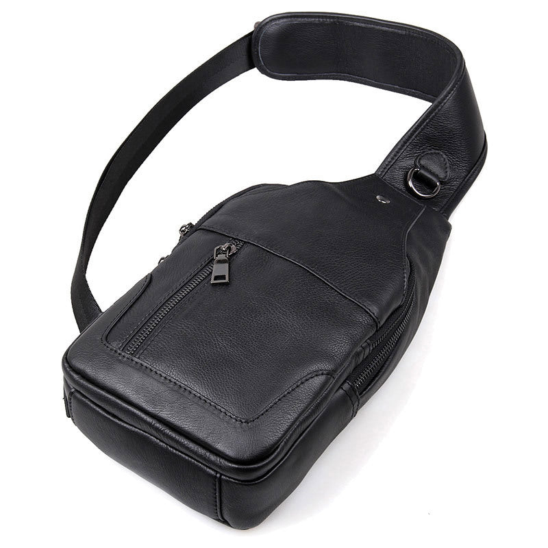 Full Grain Leather Sling Bag Mens Leather Chest Pack Stylish Leather Chest Bag JMD4004